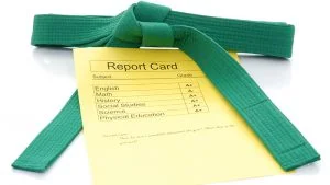 report card and green belt